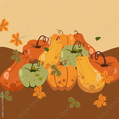 Pumpkins background October 