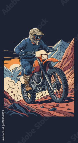 Motocross Rider in Action on a Dirt Bike.
