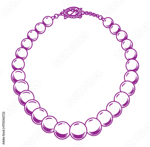 Elegant purple pearl necklace illustration ideal for fashion jewelry and accessories designs