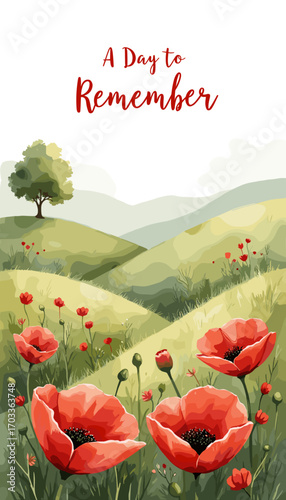 Remembrance Day banner, Remembrance Day poster, Lest We Forget banner, poppy flower design, Armistice Day poster, Veterans Day banner, memorial day remembrance, red poppy poster, military tribute bann