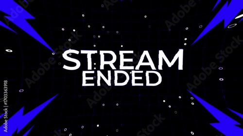Stream ended white glitch effect text background design for twitch. 4k video