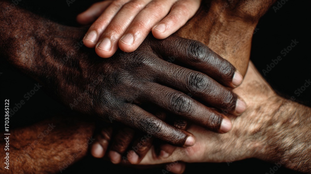 Fototapeta premium Diverse Hands United In Unity