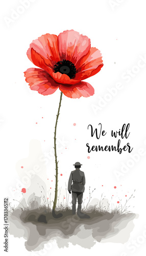 Remembrance Day banner, Remembrance Day poster, Lest We Forget banner, poppy flower design, Armistice Day poster, Veterans Day banner, memorial day remembrance, red poppy poster, military tribute bann