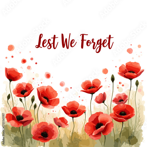 Remembrance Day banner, Remembrance Day poster, Lest We Forget banner, poppy flower design, Armistice Day poster, Veterans Day banner, memorial day remembrance, red poppy poster, military tribute bann