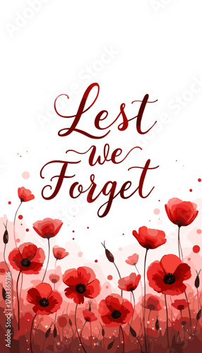 Remembrance Day banner, Remembrance Day poster, Lest We Forget banner, poppy flower design, Armistice Day poster, Veterans Day banner, memorial day remembrance, red poppy poster, military tribute bann