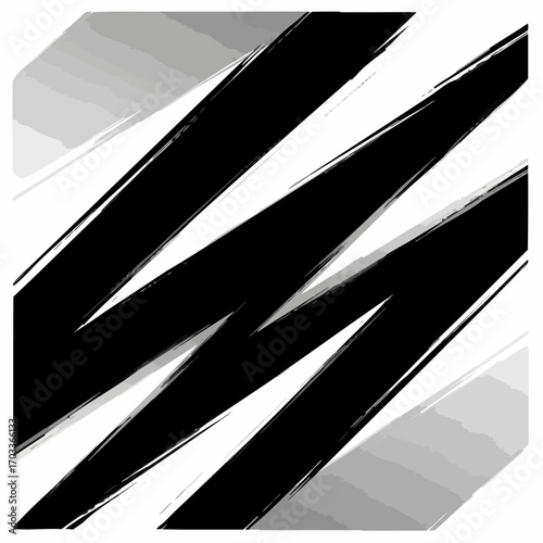 Bold Black Jagged Lines Abstract Design.