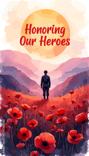 Remembrance Day banner, Remembrance Day poster, Lest We Forget banner, poppy flower design, Armistice Day poster, Veterans Day banner, memorial day remembrance, red poppy poster, military tribute bann