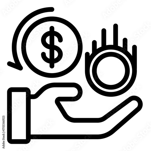 Hand Receiving Dollar Coin Icon