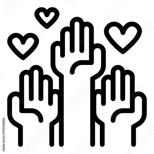 Helping Hands with Hearts Icon