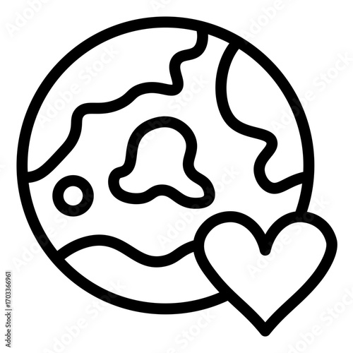Global Love Earth Icon with Heart