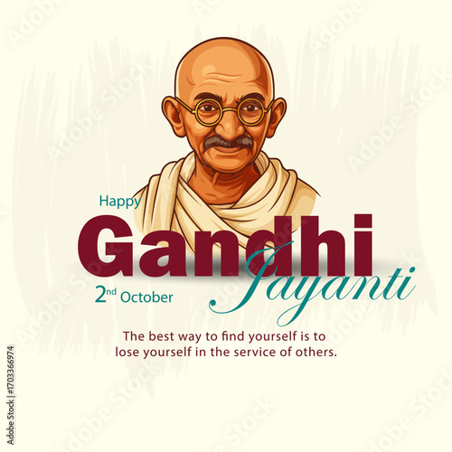 "Happy Gandhi Jayanti Illustration of Mahatma Gandhi with Quote