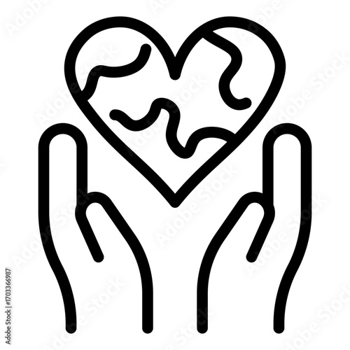 Hands Holding Earth Heart Icon