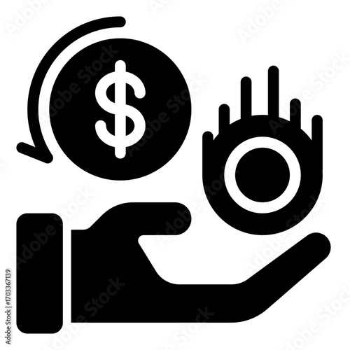 Hand Receiving Dollar Coin Icon