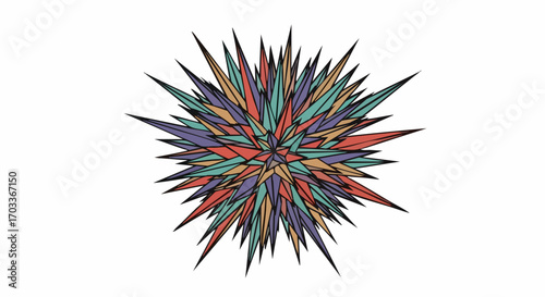 Explosion of Colorful Spiky Abstract Shape.