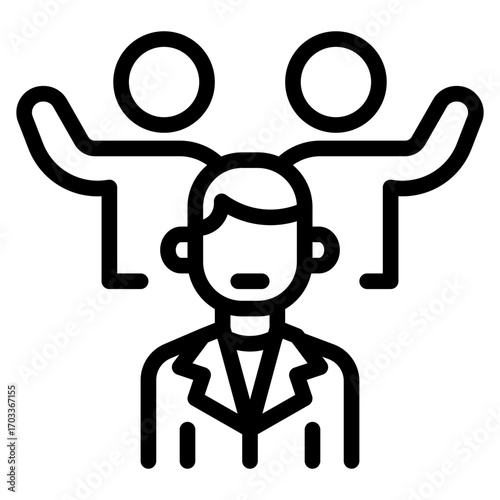 Teamwork Icon Person Supported by Two