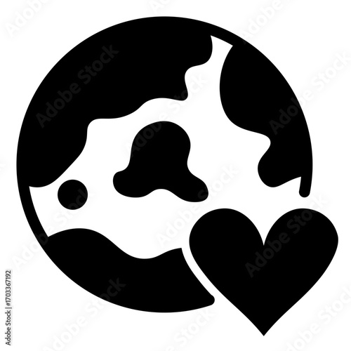 Global Love Earth Icon with Heart