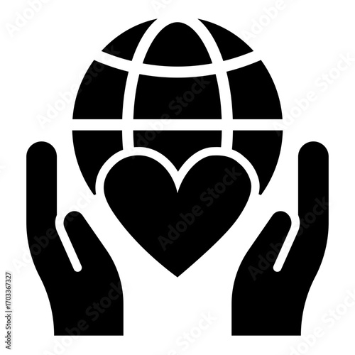 Hands Holding Global Heart Icon