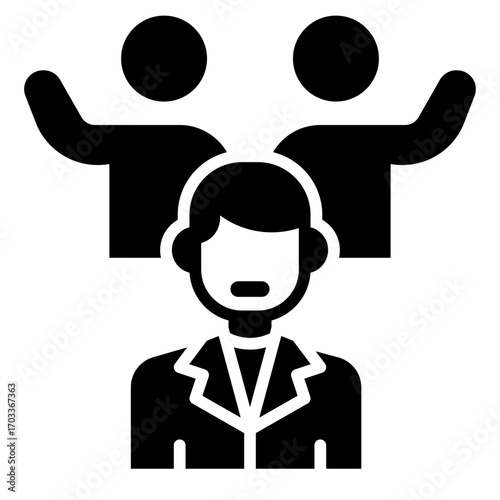Teamwork Icon Person Supported by Two