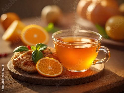 tea with lemon and orange