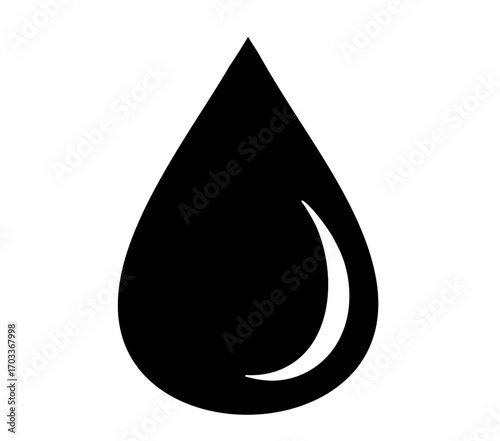 Black water drop icon isolated on transparent background