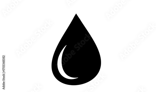 Black water drop icon isolated on transparent background