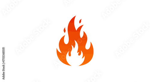 Stylized Orange Flame Icon on White Background.