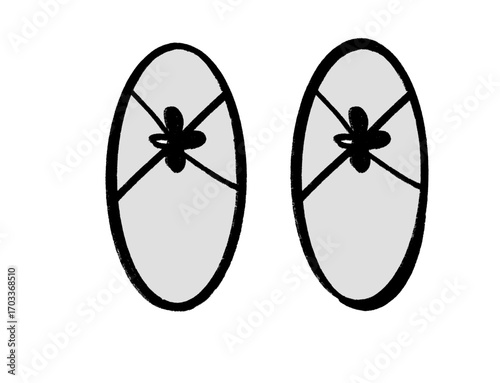 A simple handdrawn illustration of a pair of ballet slippers isolated on transparent background