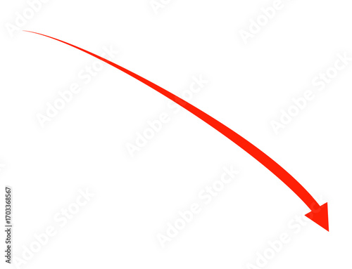 Red downward arrow isolated on transparent background
