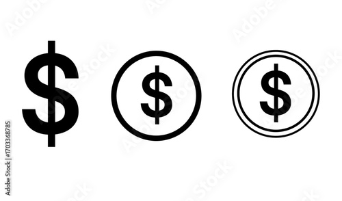 Dollar sign icons isolated on transparent background