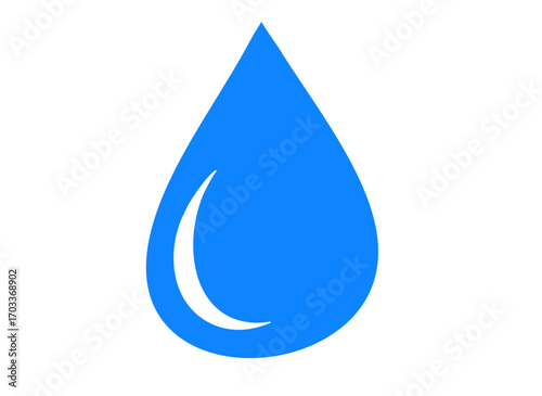 Blue water drop icon isolated on transparent background
