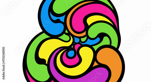 Colorful abstract design, vibrant shapes, artistic pattern.