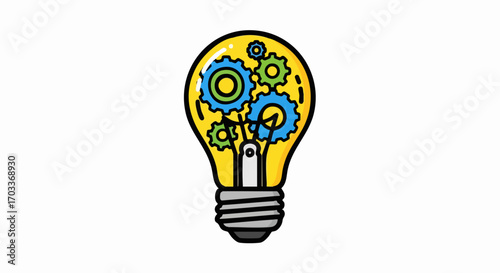 Innovative Idea - Light Bulb with Gears Symbolizing Technological Advancement.