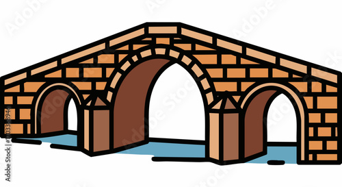 Stone bridge with arches over water, architectural structure.