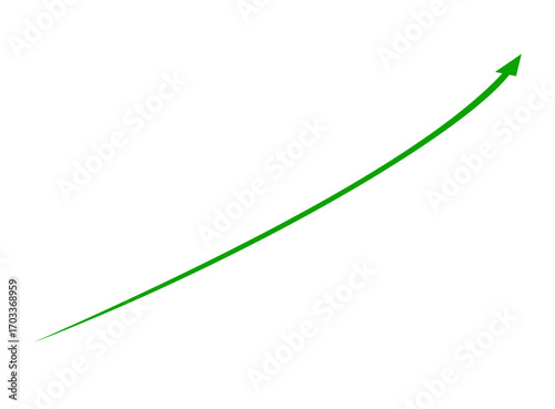 Green arrow pointing upwards on a transparent background, symbolizing growth and progress