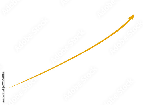 Thin orange arrow pointing upwards and to the right, isolated on transparent background