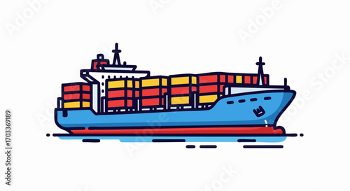 Cargo Ship Carrying Containers Across the Water.
