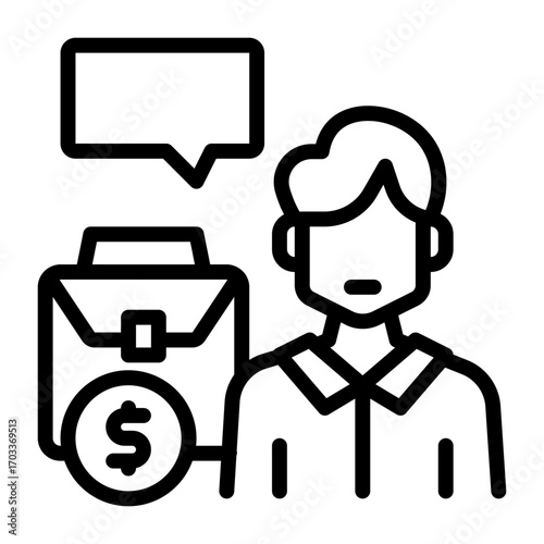 Businessman with Briefcase and Speech Bubble