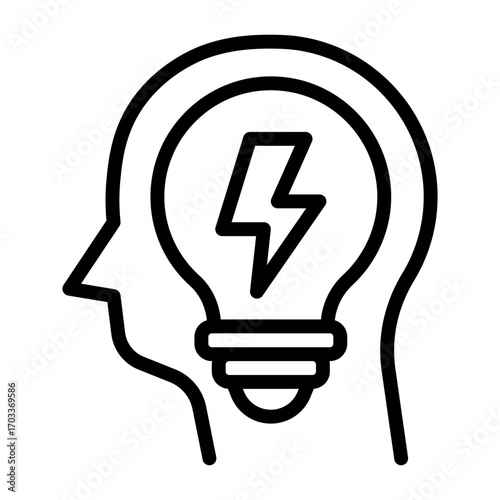 Head with Lightbulb Idea Icon