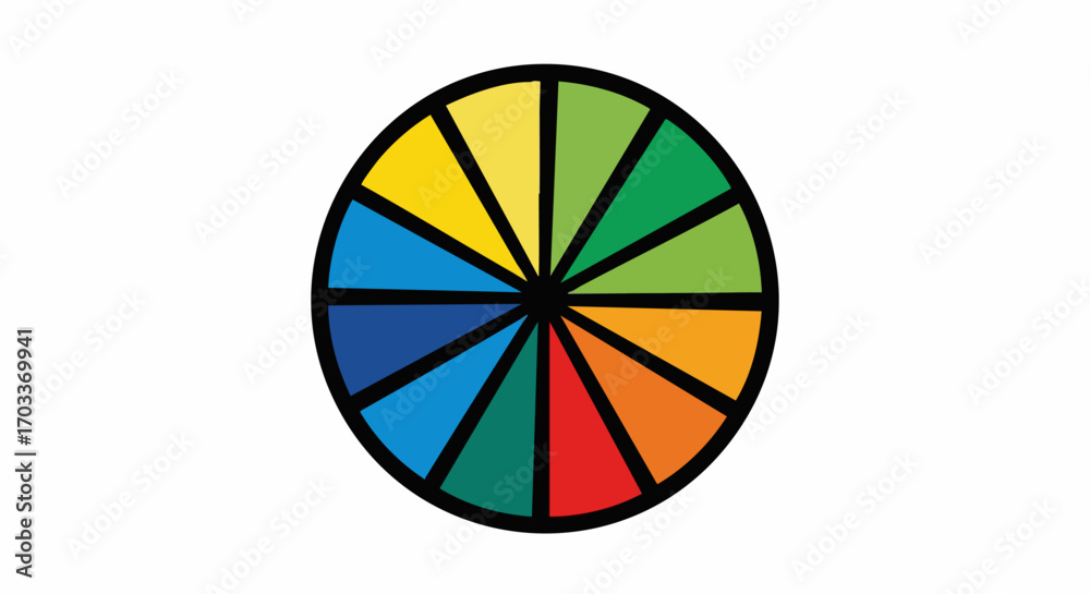 Obraz premium Colorful wheel with segments representing different colors and hues.