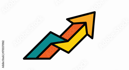 Interlocking upward trending arrows design.