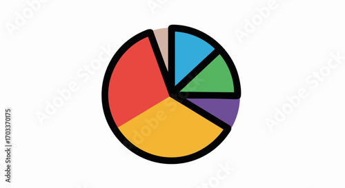 Colorful Pie Chart with Multiple Segments Representing Data Distribution.