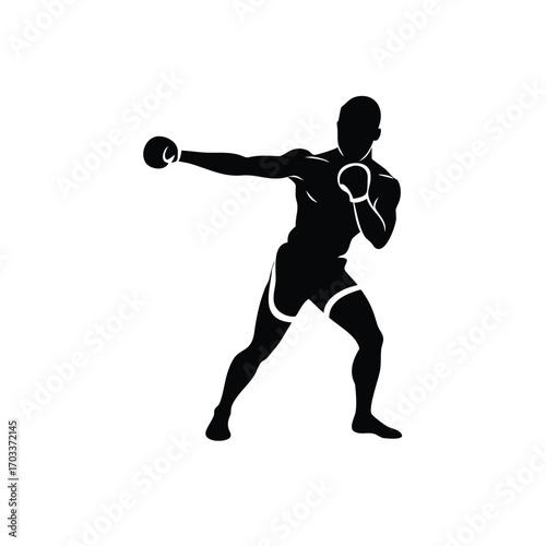 Silhouette Boxer Striking Pose