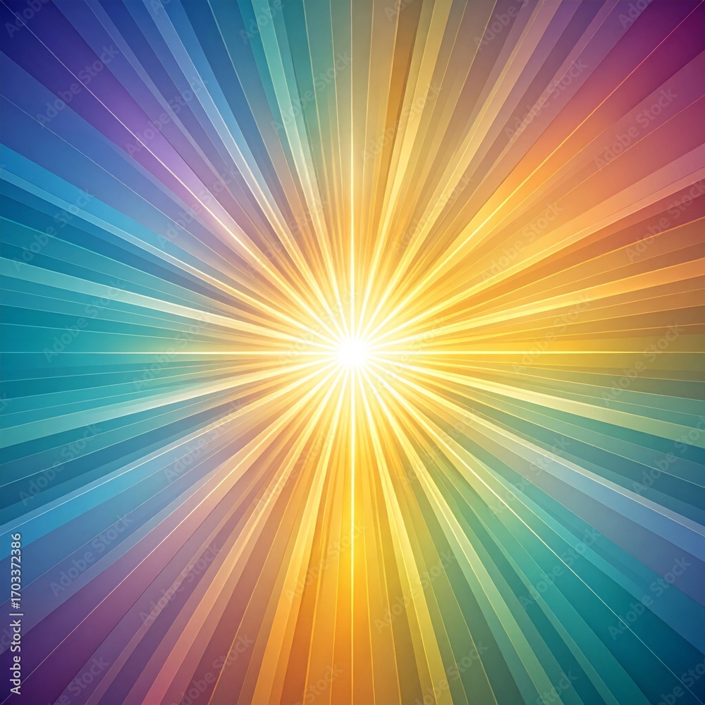 Obraz premium Radiant Sunburst of Light with Rainbow Spectrum Colors in an Abstract Design