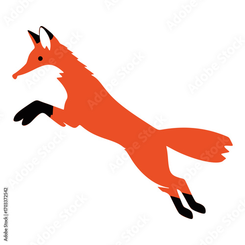 Fox's Leap: A vibrant illustration of a red fox in mid-air, exuding energy and agility in a dynamic pose.