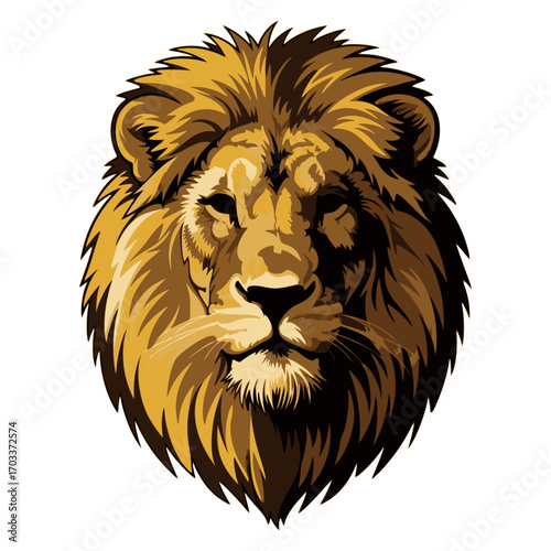  Majestic Lion Portrait: A regal lion's face, with its powerful mane, focused gaze and commanding presence, embodies strength and authority.