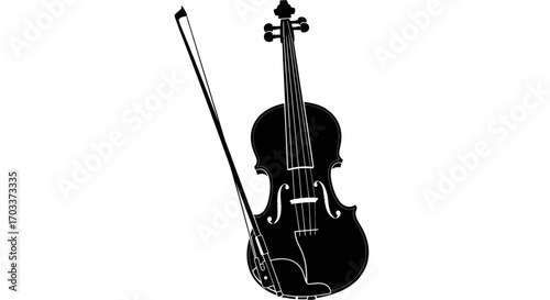 Monochrome stringed elegance violin and bow a timeless representation of musical instruments and