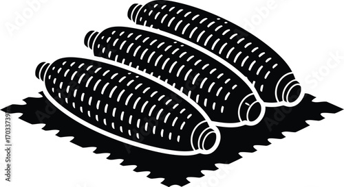 Three ears of corn on the cob, isolated on transparent background
