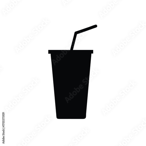 Silhouette of a disposable cup with a straw