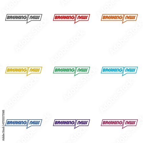 Breaking news  icon isolated on white background. Set icons colorful