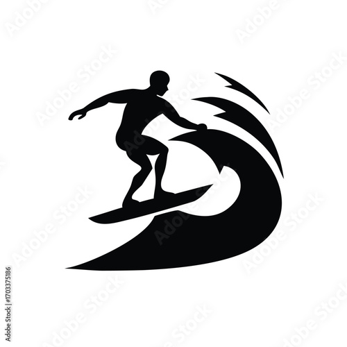 Surfer Riding Wave Silhouette